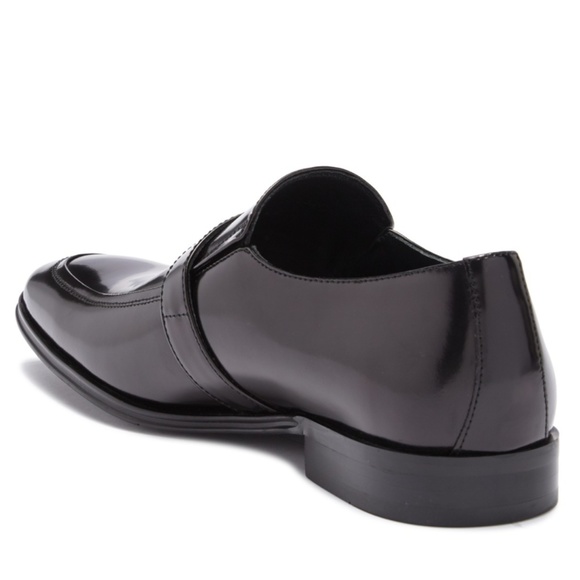 VERSACE Men's Black Leather Slip-On Loafers - Picture 3 of 7